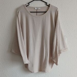 Zenana Cream Poncho Batwing Blouse Medium